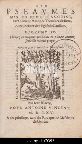 Psaumes Lausanne 1565 Stock Photo
