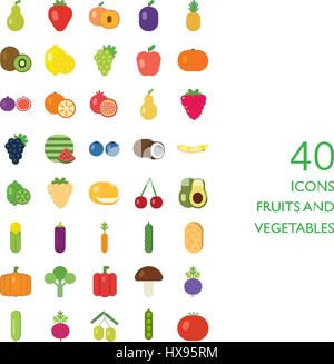 fruits and vegetables vector set Stock Vector