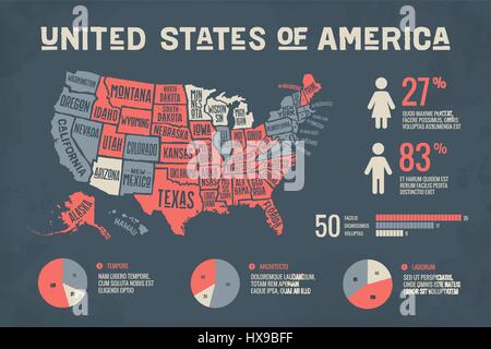 Poster map USA with infographics elements Stock Vector Image & Art - Alamy