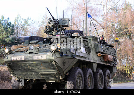 US Army Czechia comes convoy of US and British armies will be 125 vehicles and 550 members Dozens of armored vehicles Stryker, Hummers Stock Photo