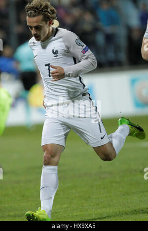 Luxembourg. 25th Mar, 2017. Antoine Griezmann of France competes during the  FIFA World Cup 2018 qualifying football match between France and Luxembourg  in Luxembourg, March 25, 2017. Credit: Gong Bing/Xinhua/Alamy Live News