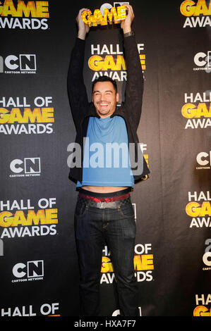 Joseph Fauria attends Cartoon Network's Hall of Game Awards press room at Barker Hangar on February 15, 2014 in Santa Monica, California. Stock Photo