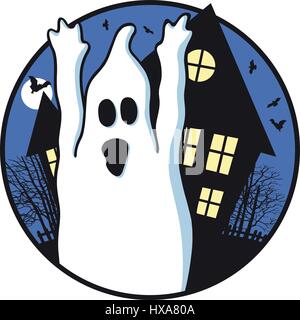 Scary Ghost House. Vector Illustration. Stock Vector