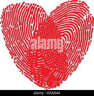 Fingerprint Heart. Vector Illustration. Stock Vector
