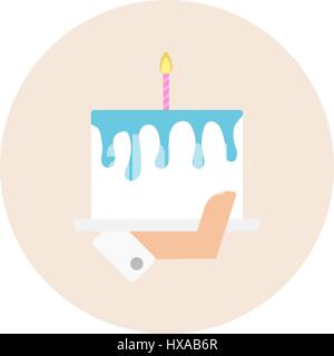 cake in hand vector illustration Stock Vector