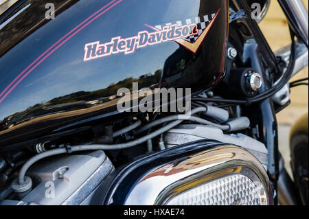 Fuel tank of a Harley Davidson motorbike or motorcycle. Stock Photo