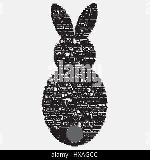 Easter bunny made from "Happy Easter" in 12 different languages in vector format. Stock Vector