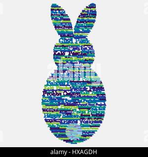 Easter bunny made from "Happy Easter" in 12 different languages in vector format. Stock Vector