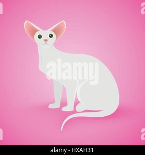 White Sitting Cat Stock Vector