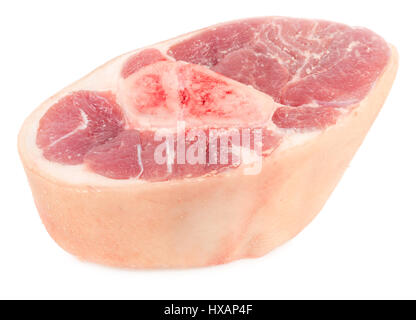 Slice of raw pork knuckle isolated on white background Stock Photo