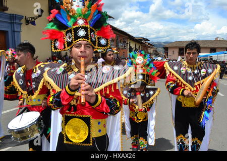 Plaza de Armas - Carnival in CAJAMARCA. Department of Cajamarca .PERU                     Stock Photo