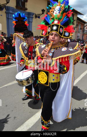 Plaza de Armas - Carnival in CAJAMARCA. Department of Cajamarca .PERU                     Stock Photo