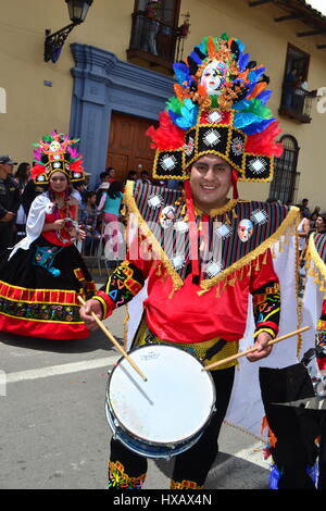 Plaza de Armas - Carnival in CAJAMARCA. Department of Cajamarca .PERU                     Stock Photo