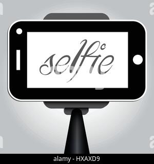 Mobile phone on selfie stick, vector Stock Vector
