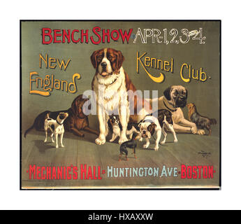 Vintage retro poster 1890's for New England Kennel Club Dog Show Boston USA Stock Photo