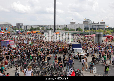 Berlin, Germany, August 9th, 2014: Hemp parade rally held for legalisation of cannabis. Stock Photo