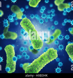 Pathogenic bacteria and viruses , Microscopic germs that cause infectious diseases , Viral and bacterial infection Stock Photo