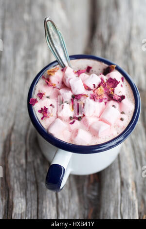 Hot Chocolate with rose and cardamom Stock Photo