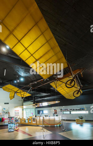 A replica of Bert Hinkler's glider inside the Hinkler Hall of Aviation.  Bundaberg, Queensland, Australia Stock Photo