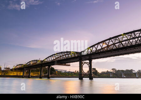 The heritage-listed Burnett Bridge at twilight.  Bundaberg, Queensland, Australia Stock Photo
