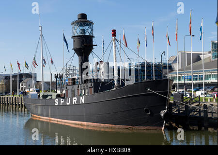 The Spurn Lightship vessel anchored in Hull Marina on the Humber Estuary in Kingston Upon Hull, UK City of Culture 2017 Stock Photo