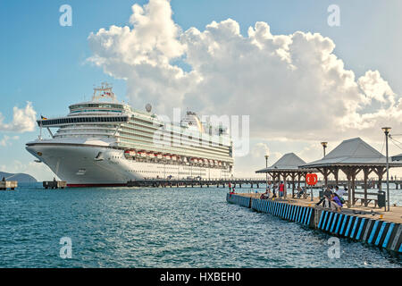 Cruise Ship, In The Harbour,Fort de France, Martinique, West Indies Stock Photo