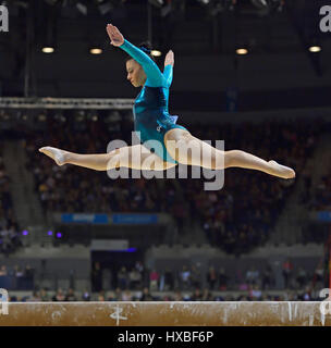 Liverpool .England, Claudia Fragapane competes on the Beam at the British Gymnastic Championships 2017 at the Echo Arena Stock Photo