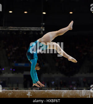 Liverpool .England, Claudia Fragapane competes on the Beam at the British Gymnastic Championships 2017 at the Echo Arena Stock Photo