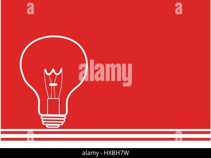 drawing of a light bulb on red background Stock Vector