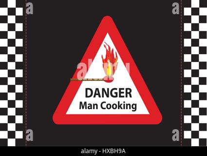 symbol or sign saying danger man cooking Stock Vector
