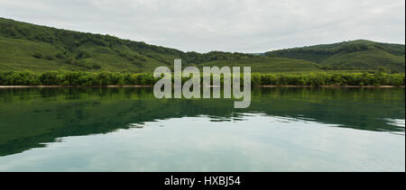 Kurile Lake is caldera and crater lake in Eastern Volcanic Zone of Kamchatka Stock Photo