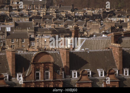 panoramic aerial panorama  landscape from the castle of Edinburgh looking north  over city Stock Photo