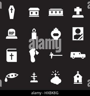 Vector white funeral icons set Stock Vector