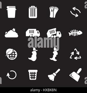 Vector white garbage icons set Stock Vector