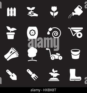 Vector white gardening icons set Stock Vector