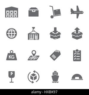 Vector black logistics icons set Stock Vector