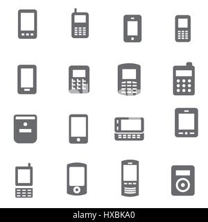 Vector black mobile icons set Stock Vector