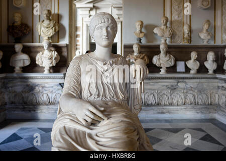 Rome. Italy. Seated statue of Roman Empress Helena (ca. 249-329 AD), mother of Emperor Constantine the Great. Hall of the Emperors, Capitoline Museums Stock Photo