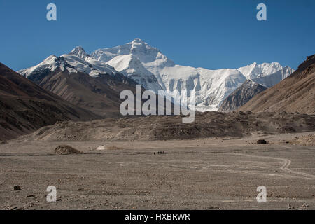 Changtse and Mount Everest view from Rongbuk valley Stock Photo