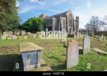 Beccles Suffolk church, the medieval gothic church of St Michael and its west-facing churchyard in the Suffolk town of Beccles, England, UK Stock Photo