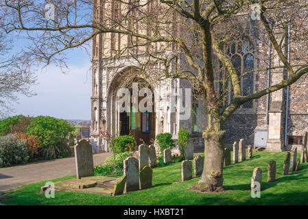 Beccles Suffolk church, porch at the west end of St Michael Church in the Suffolk town of Beccles, UK. Stock Photo