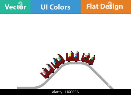 Small roller coaster icon. Flat design. Vector illustration. Stock Vector