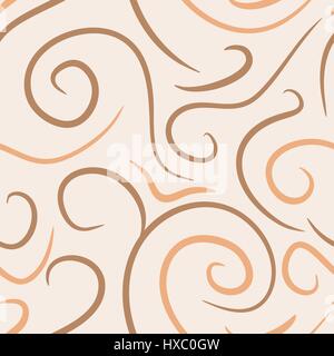 abstract vector colored swirls seamless pattern - brown Stock Vector