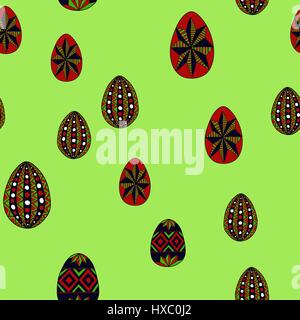 doodle vector easter eggs chaotic seamless pattern Stock Vector