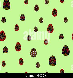 doodle vector easter eggs chaotic seamless pattern Stock Vector