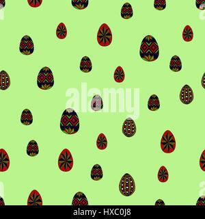 doodle vector easter eggs chaotic seamless pattern Stock Vector