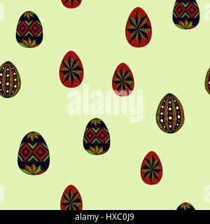 doodle vector easter eggs chaotic seamless pattern Stock Vector