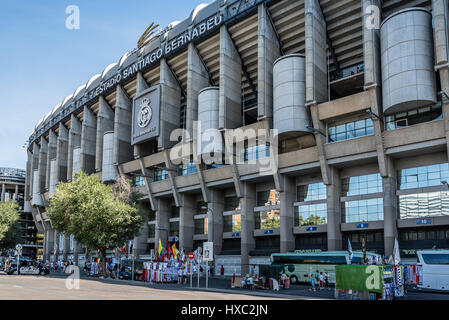 Madrid, Spain - September 14, 2016: Santiago Bernabeu Stadium. It is the current home stadium of Real Madrid Football Club. Outdoors view Stock Photo