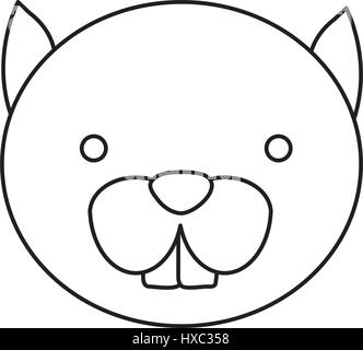 silhouette caricature face cute chipmunk animal rodent Stock Vector