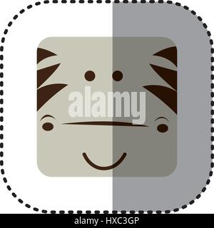 colorful face sticker of zebra face in square frame Stock Vector